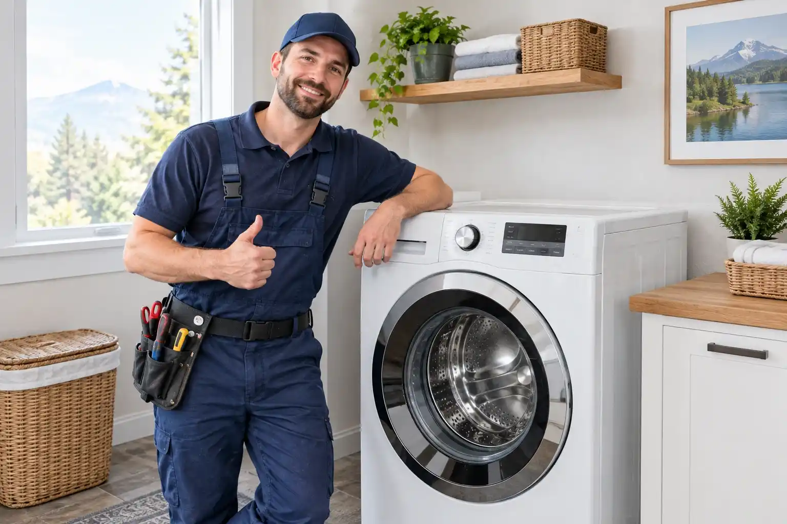 Appliance repair technician helping a homeowner in Bend Oregon