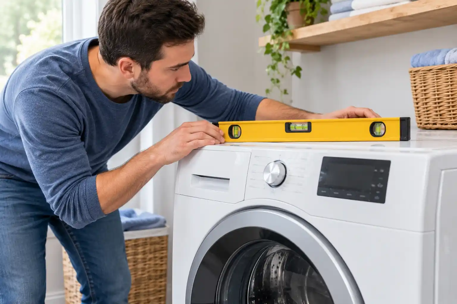 Checking whether a washing machine is level