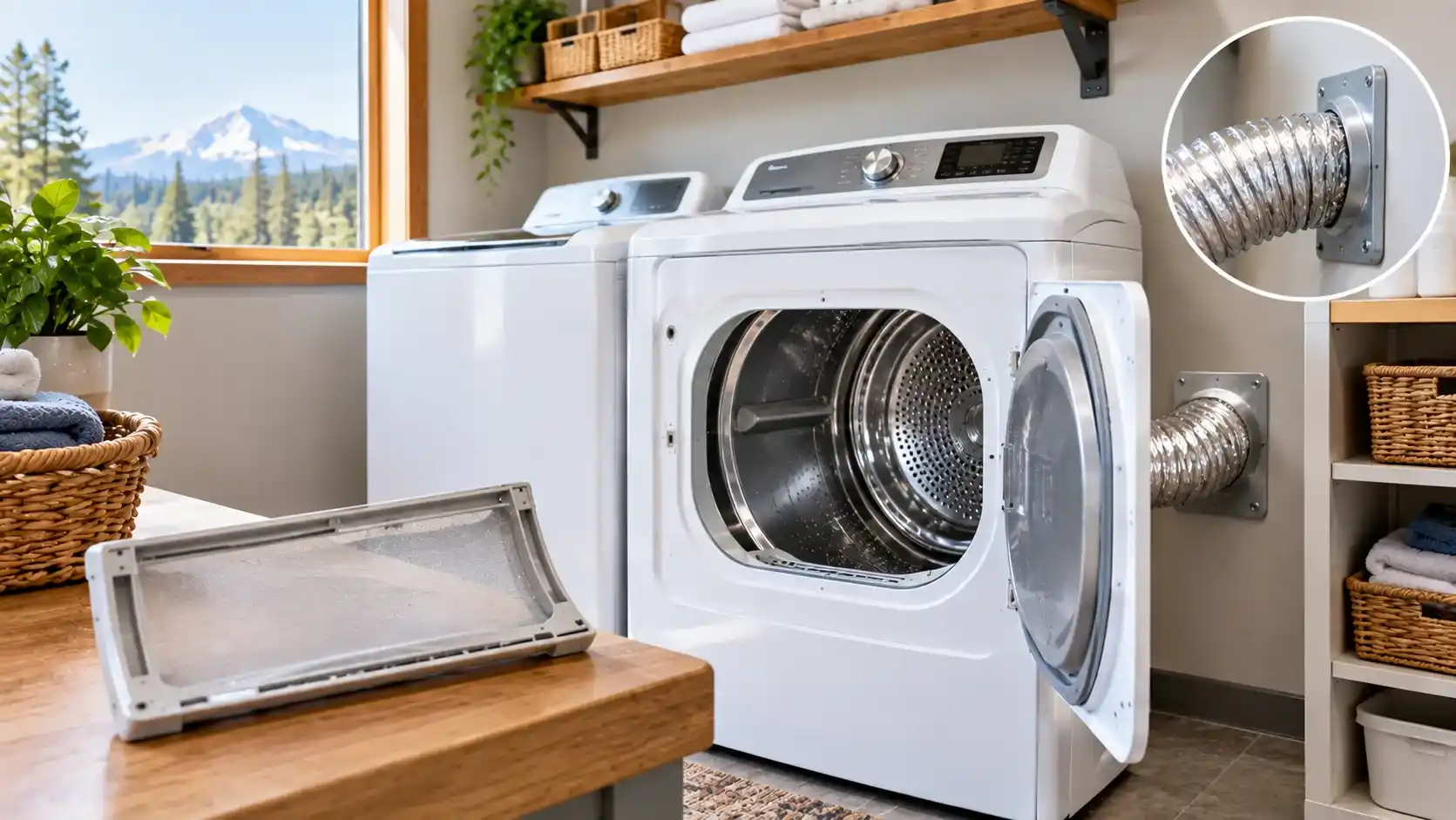 Dryer maintenance and airflow inspection in a Bend Oregon home