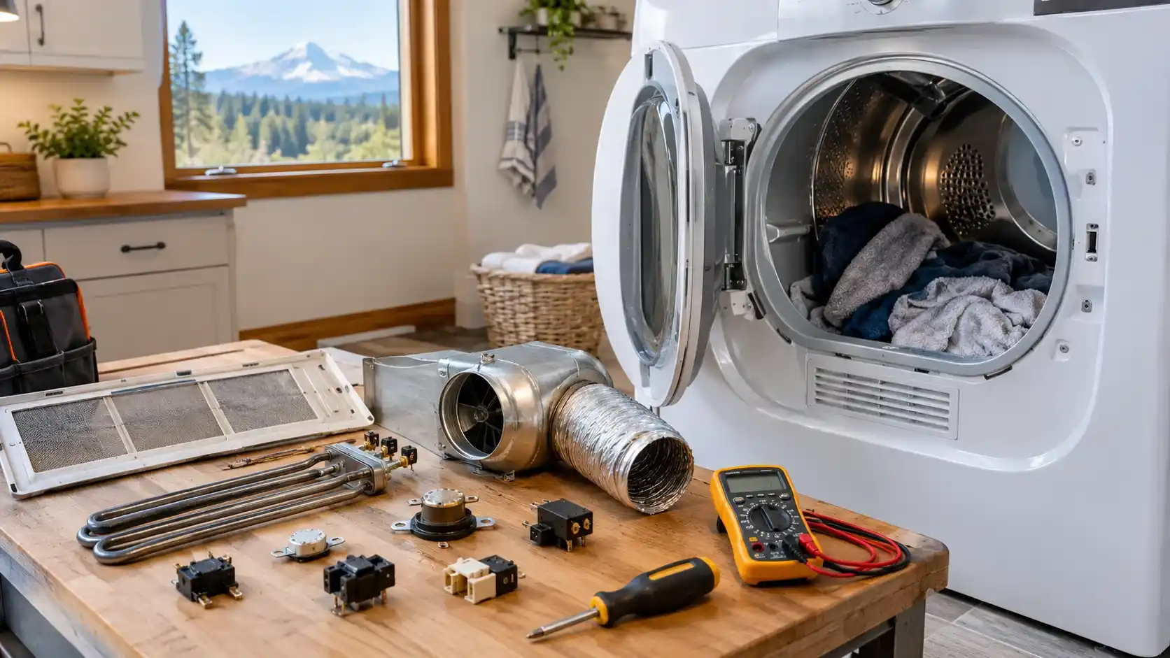Common dryer heating problems and repair components in a Bend Oregon home