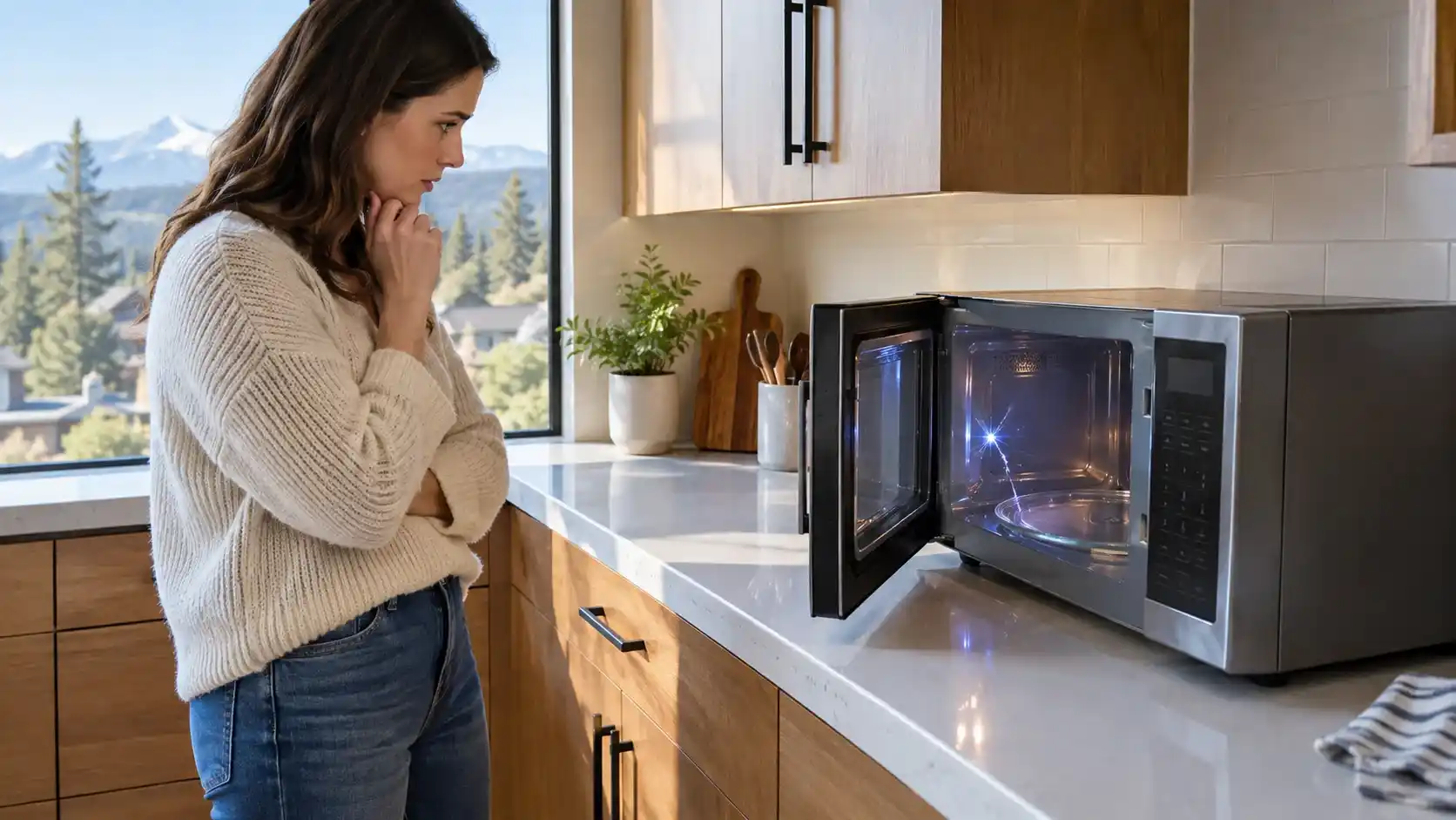 Microwave sparking inside the cooking cavity