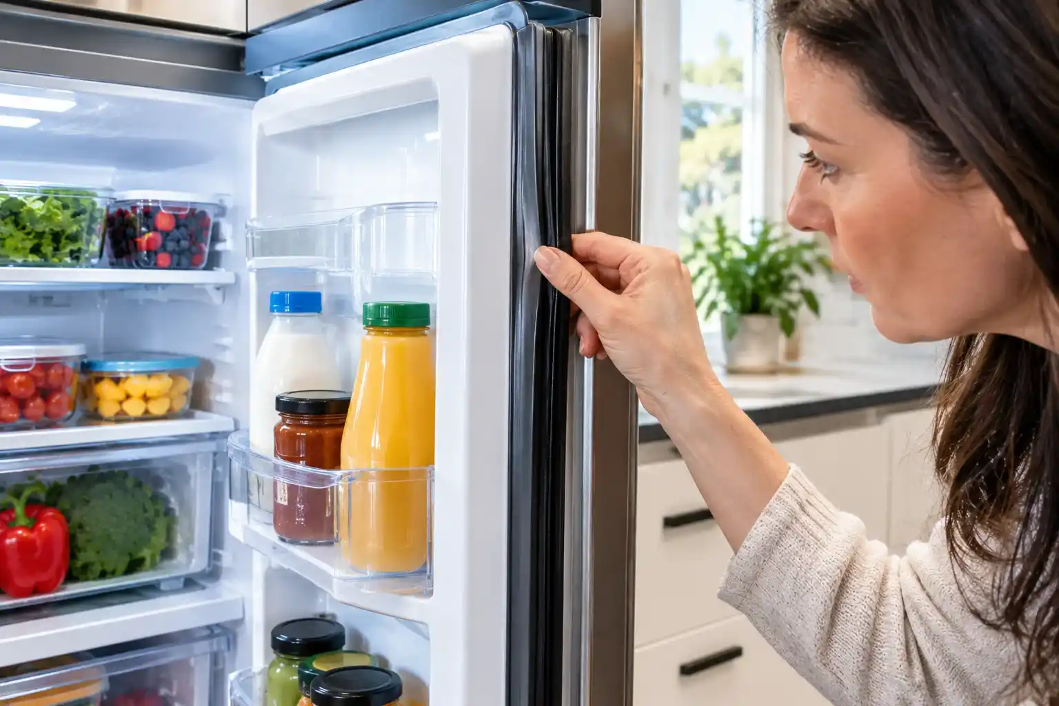 Checking refrigerator door gasket for a proper seal