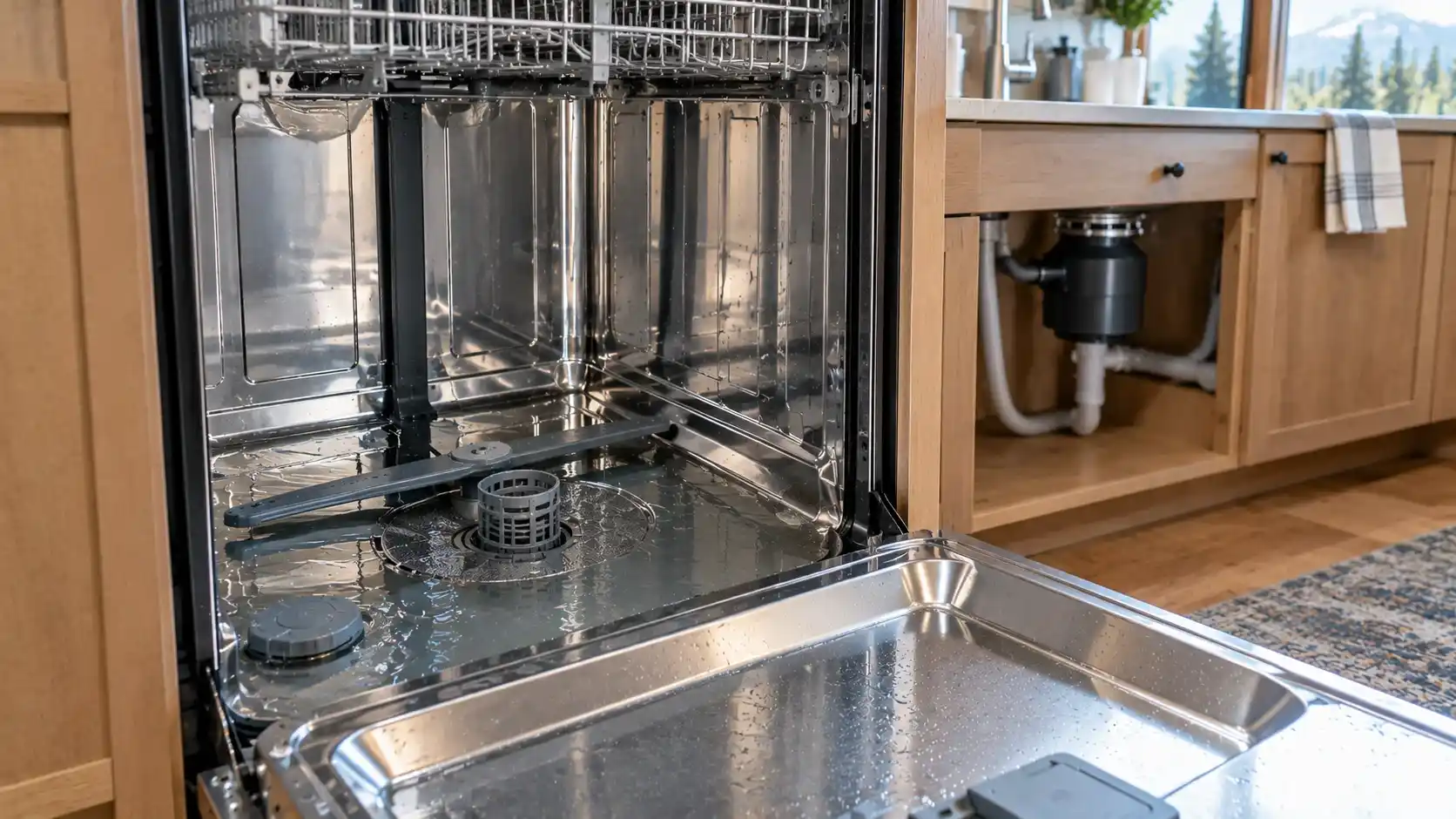 Dishwasher drainage problem with water returning after cycle